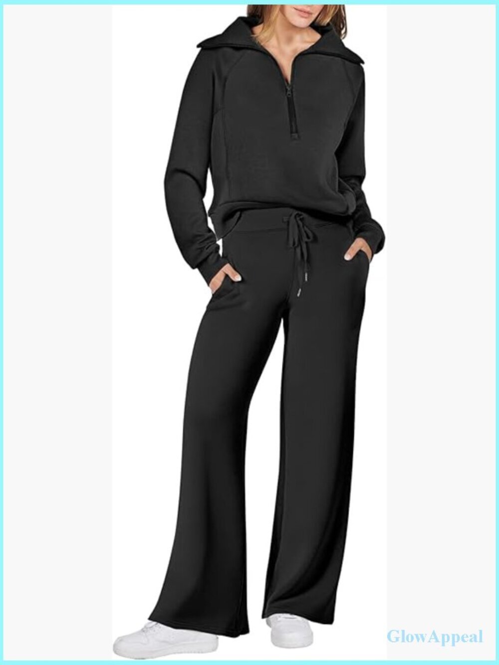 2 Piece Lounge Set Wide Leg Pants Sweatsuit Travel Outfit